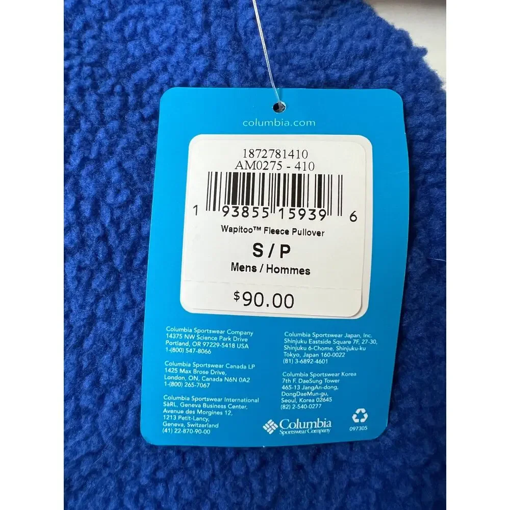 Columbia Wapitoo Fleece Blue Retro Sweatshirt AM0275-410 Men’s Size S/P